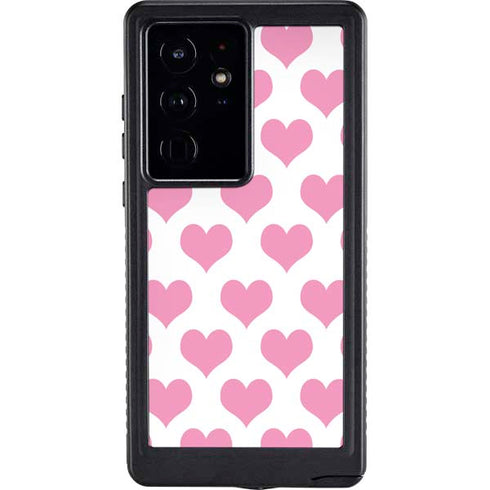 Plush Pink Hearts Galaxy S24 Ultra Waterproof Case