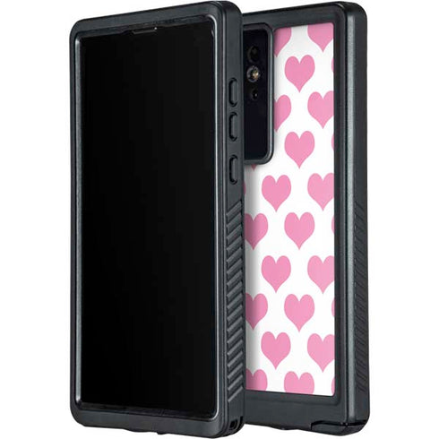 Plush Pink Hearts Galaxy S24 Ultra Waterproof Case