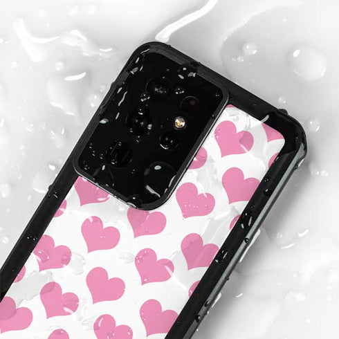 Plush Pink Hearts Galaxy S24 Ultra Waterproof Case