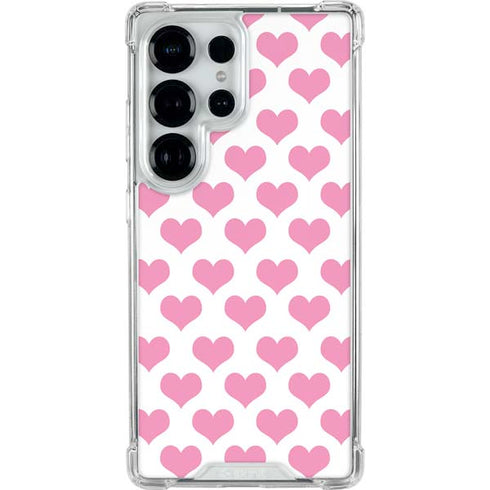 Plush Pink Hearts Galaxy S25 Ultra Clear Case