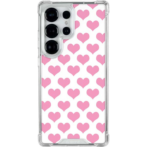 Plush Pink Hearts Galaxy S26 Ultra Clear Case