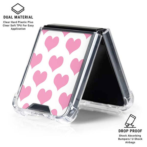 Plush Pink Hearts Galaxy Z Flip6 Clear Case