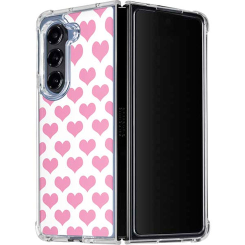 Plush Pink Hearts Galaxy Z Fold5 5G Clear Case