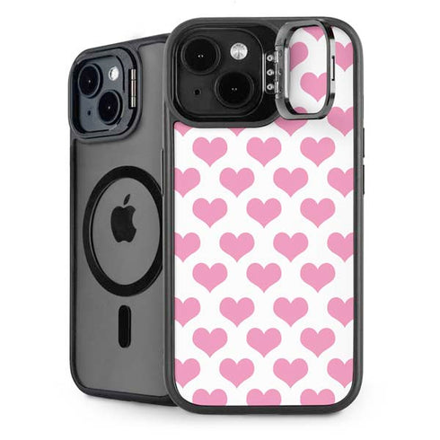 Plush Pink Hearts iPhone 14 Kickstand Case