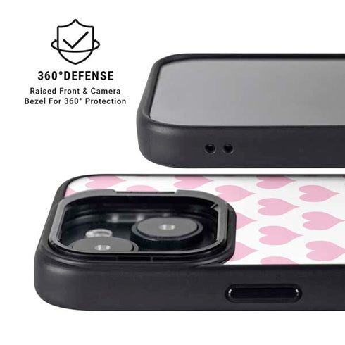 Plush Pink Hearts iPhone 14 Kickstand Case