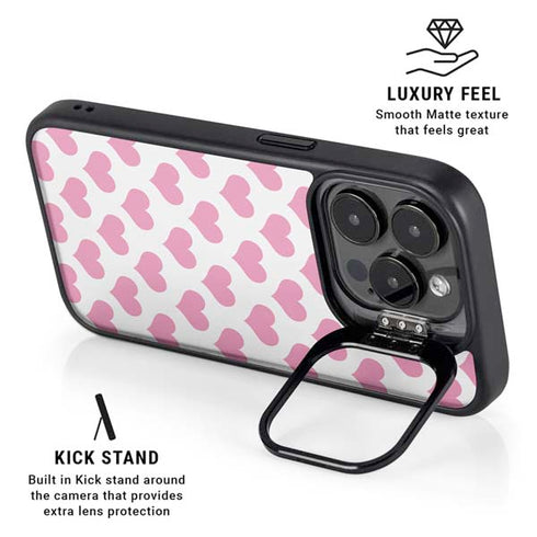 Plush Pink Hearts iPhone 14 Pro Kickstand Case