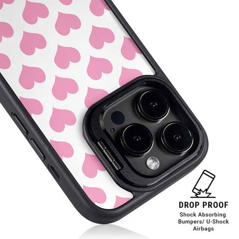 Plush Pink Hearts iPhone 14 Pro Max Kickstand Case