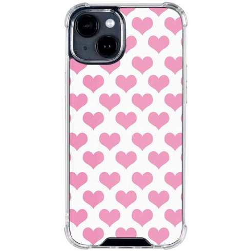 Plush Pink Hearts iPhone 15 Clear Case