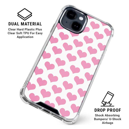 Plush Pink Hearts iPhone 15 Clear Case