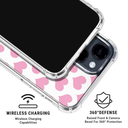 Plush Pink Hearts iPhone 15 Clear Case