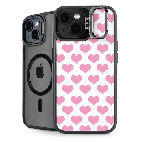 Plush Pink Hearts iPhone 15 Kickstand Case