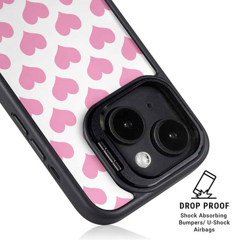 Plush Pink Hearts iPhone 15 Kickstand Case
