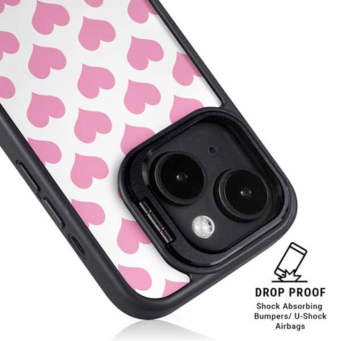 Plush Pink Hearts iPhone 15 Plus Kickstand Case