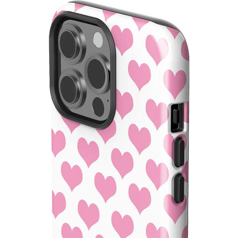 Plush Pink Hearts iPhone 15 Pro Impact Case