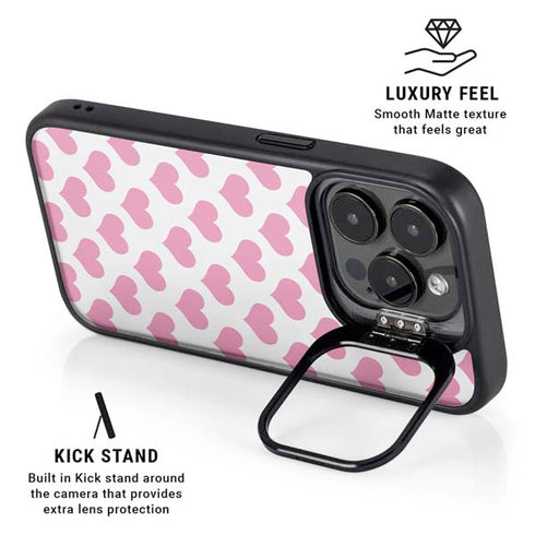 Plush Pink Hearts iPhone 15 Pro Max Kickstand Case