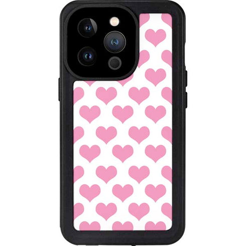 Plush Pink Hearts iPhone 15 Pro Waterproof Case