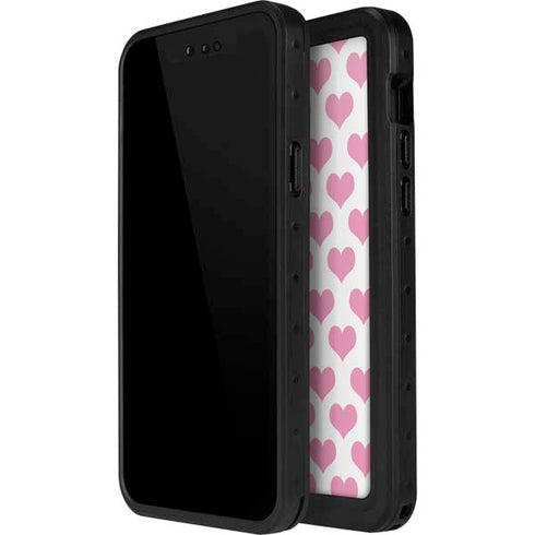 Plush Pink Hearts iPhone 15 Pro Waterproof Case