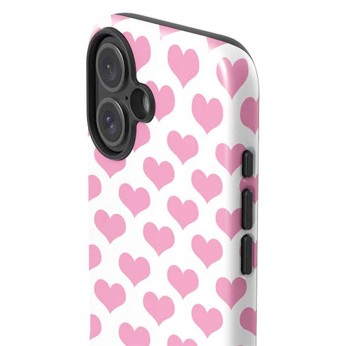 Plush Pink Hearts iPhone 16 Impact Case