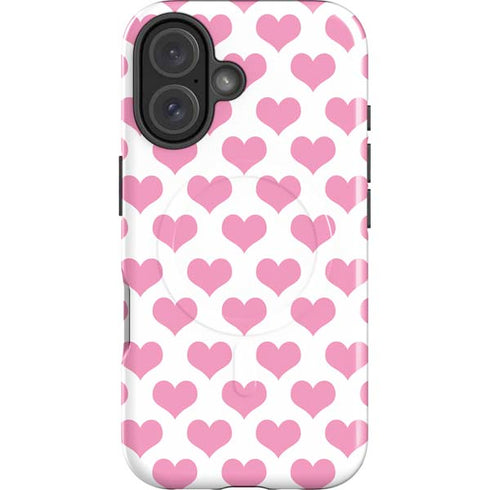 Plush Pink Hearts iPhone 16 Magsafe Impact Case