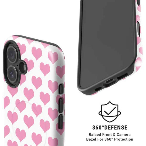 Plush Pink Hearts iPhone 16 Magsafe Impact Case