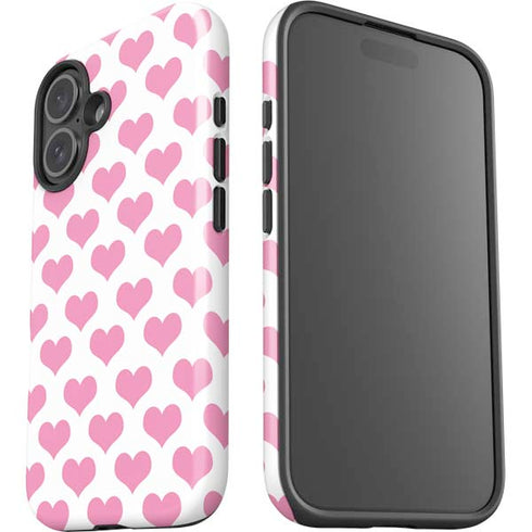 Plush Pink Hearts iPhone 16 Plus Impact Case