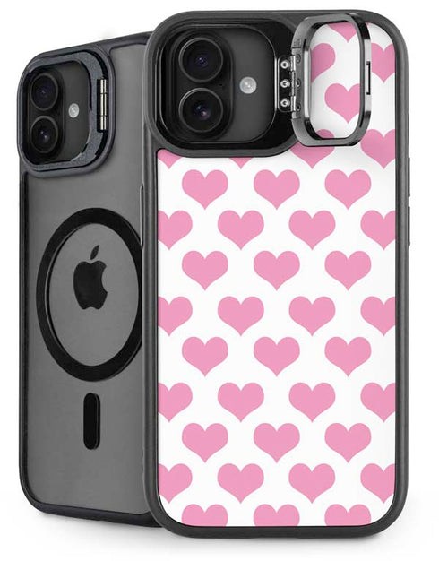 Plush Pink Hearts iPhone 16 Plus Kickstand Case
