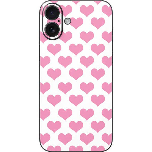 Plush Pink Hearts iPhone 16 Plus Skin