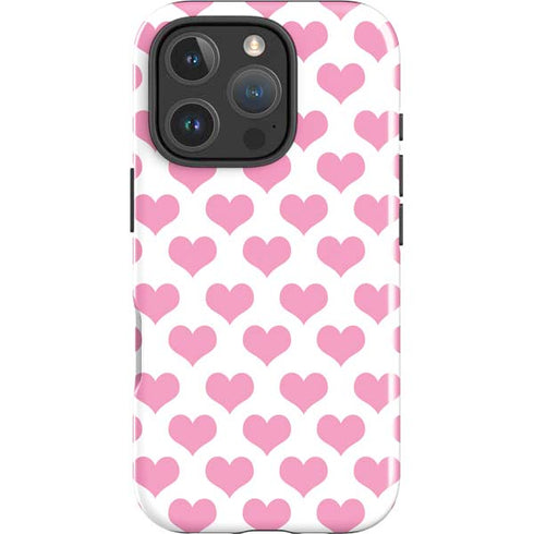 Plush Pink Hearts iPhone 16 Pro Impact Case