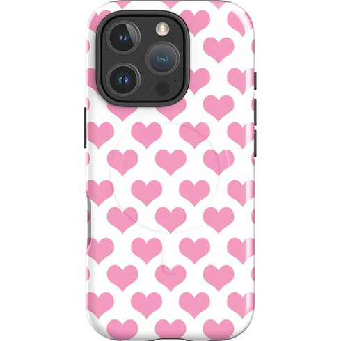 Plush Pink Hearts iPhone 16 Pro Magsafe Impact Case