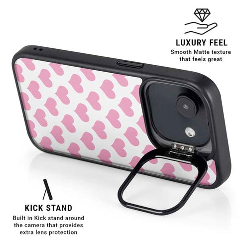 Plush Pink Hearts iPhone 16e Kickstand Case