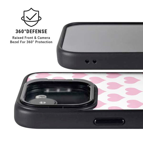 Plush Pink Hearts iPhone 16e Kickstand Case