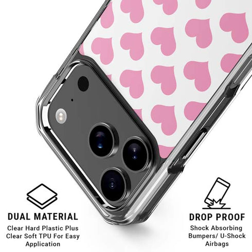 Plush Pink Hearts iPhone 18 Pro Clear Case
