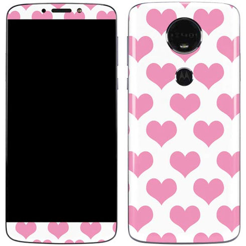 Plush Pink Hearts Moto E5 Plus Skin