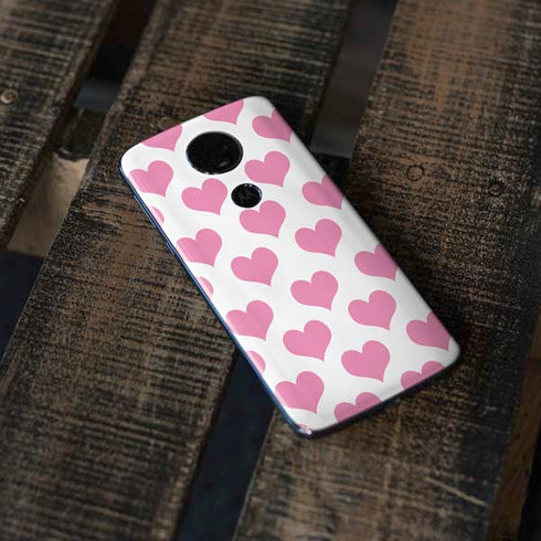 Plush Pink Hearts Moto E5 Plus Skin