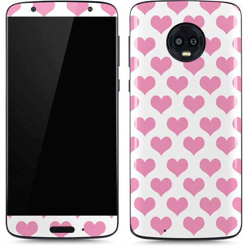 Plush Pink Hearts Moto G6 Skin