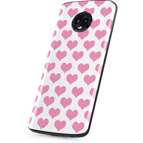 Plush Pink Hearts Moto G6 Skin