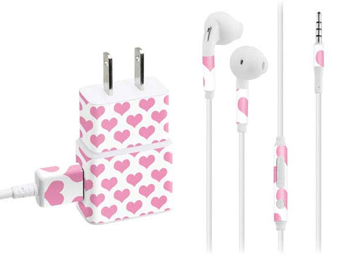 Plush Pink Hearts Phone Charger Skin