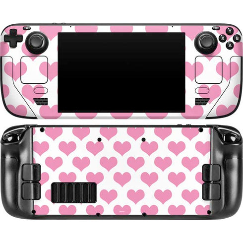 Plush Pink Hearts Steam Deck Handheld Gaming Computer OLED Skin