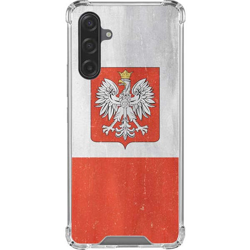 Poland Flag Distressed Galaxy A17 Clear Case