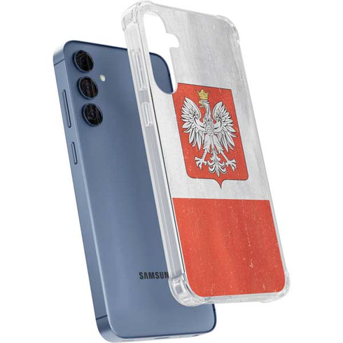 Poland Flag Distressed Galaxy A55 5G Clear Case
