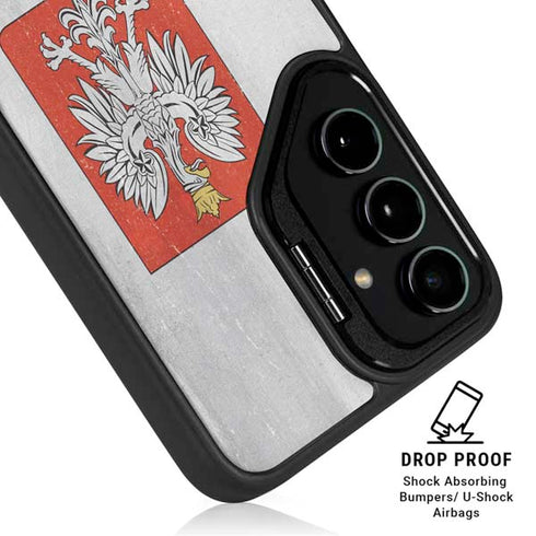 Poland Flag Distressed Galaxy S25 Kickstand Case