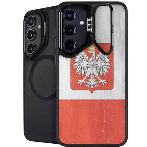 Poland Flag Distressed Galaxy S25 Plus Kickstand Case