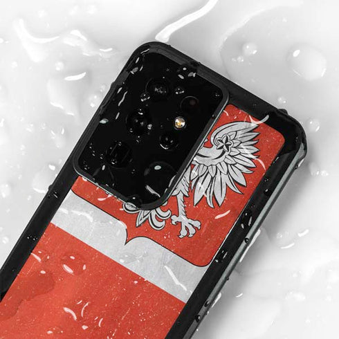 Poland Flag Distressed Galaxy S24 Ultra Waterproof Case