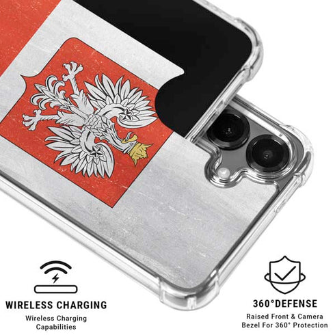 Poland Flag Distressed Galaxy S26 Clear Case