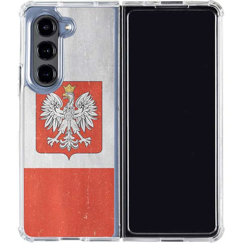 Poland Flag Distressed Galaxy Z Fold5 5G Clear Case