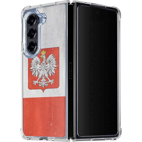 Poland Flag Distressed Galaxy Z Fold5 5G Clear Case