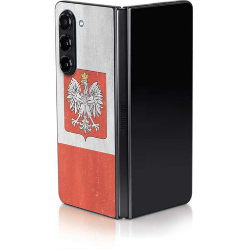 Poland Flag Distressed Galaxy Z Fold5 5G Skin