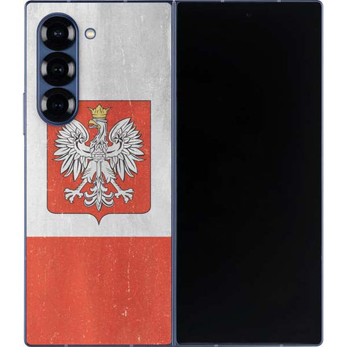 Poland Flag Distressed Galaxy Z Fold6 Skin