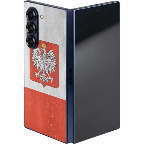 Poland Flag Distressed Galaxy Z Fold6 Skin