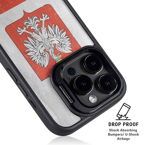 Poland Flag Distressed iPhone 13 Pro Max Kickstand Case